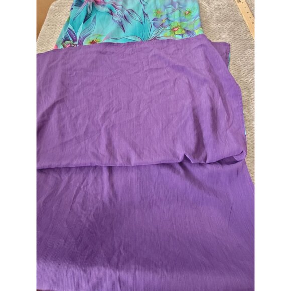 Vintage Tropical Floral Sleeveless Maxi Dress Purple Lining - Picture 9 of 10